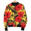 Hawaiian Hibiscus Flowers Pattern Print Bomber Jacket