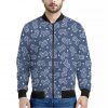 Heart And Star Denim Jeans Pattern Print Bomber Jacket