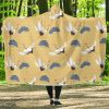 Heron Japanese Pattern Print Hooded Blanket Cloak Blanket
