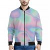 Holographic Waves Print Bomber Jacket