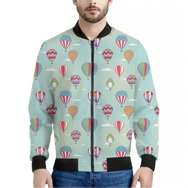 Hot Air Balloon Pattern Print Bomber Jacket