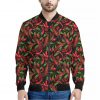 Hot Chili Peppers Pattern Print Bomber Jacket