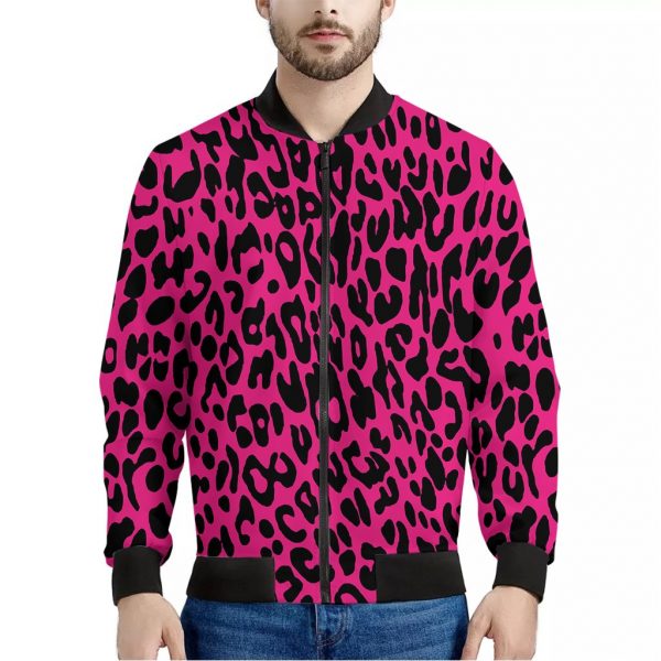 Hot Pink Leopard Print Bomber Jacket