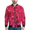 Hot Pink Rose Print Bomber Jacket
