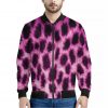 Hot Purple And Black Cheetah Print Bomber Jacket