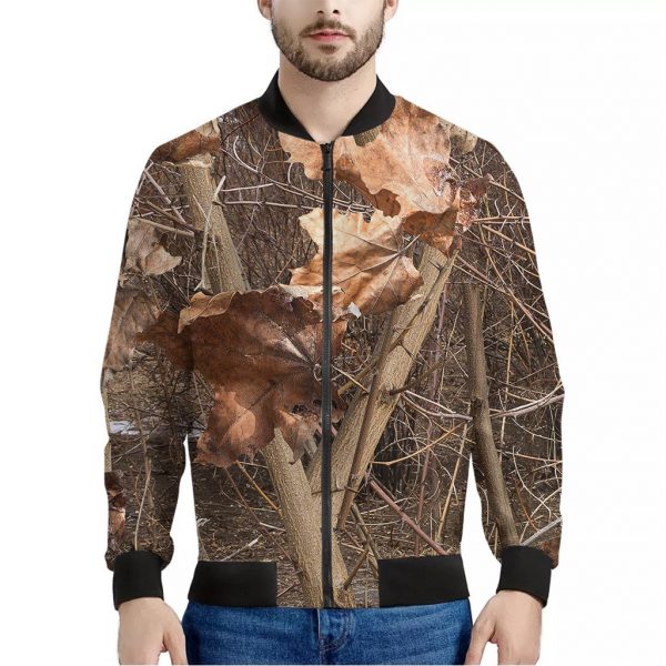 Hunting Camo Pattern Print Bomber Jacket