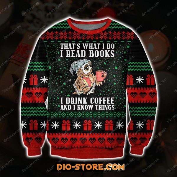 I Read Books I Drink Coffee 3D Print Ugly Christmas Sweatshirt
