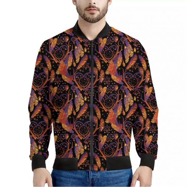 Indian Tribal Dream Catcher Print Bomber Jacket