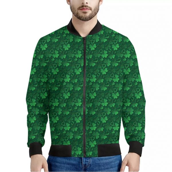 Irish Leaf St. Patrick's Day Print Bomber Jacket