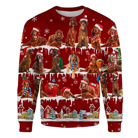 Irish Setter Snow Christmas Ugly Christmas Sweatshirt Animal Dog Cat Sweater Unisex