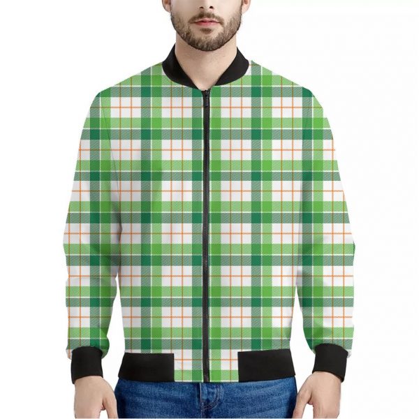 Irish St. Patrick's Day Tartan Print Bomber Jacket