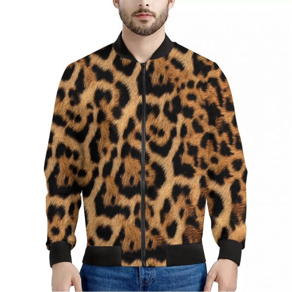 Jaguar Fur Pattern Print Bomber Jacket