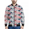 Japanese Geometric Pattern Print Bomber Jacket