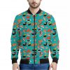 Japanese Sushi And Rolls Pattern Print Bomber Jacket