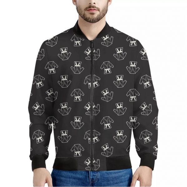 Karate Gi Pattern Print Bomber Jacket