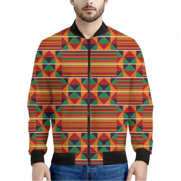 Kente Pattern Print Bomber Jacket