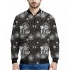 Koi Carp And Chrysanthemum Pattern Print Bomber Jacket