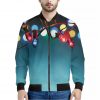 LED Christmas String Lights Print Bomber Jacket