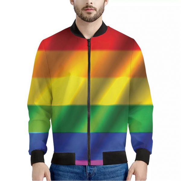 LGBT Pride Rainbow Flag Print Bomber Jacket