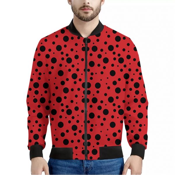 Ladybug Spots Pattern Print Bomber Jacket