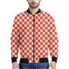 Lava Red And White Gingham Print Bomber Jacket