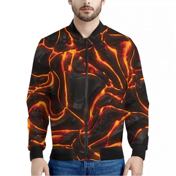 Lava Texture Print Bomber Jacket