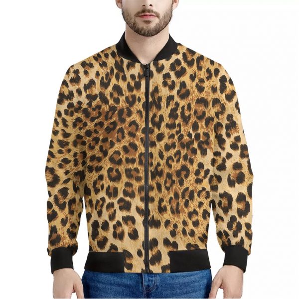 Leopard Pattern Print Bomber Jacket