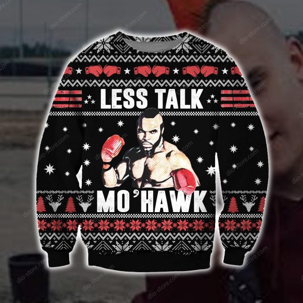 Less Talk More Mohawk Knitting Pattern 3D Print Ugly Christmas Sweatshirt
