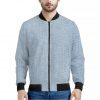 Light Blue Denim Jeans Print Bomber Jacket