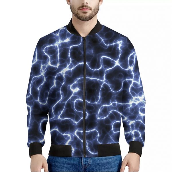 Lightning Chain Print Bomber Jacket