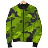 Lime Green Camouflage Print Bomber Jacket