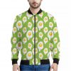 Lime Green Fried Eggs Pattern Print Bomber Jacket