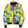 Lime Hawaiian Pineapple Pattern Print Bomber Jacket