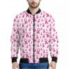 Little Breast Cancer Ribbon Print Bomber Jacket