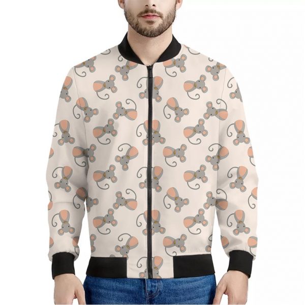 Little Rat Pattern Print Bomber Jacket
