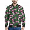 Lotus Flower And Leaf Pattern Print Bomber Jacket