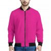 Magenta Pink Zigzag Pattern Print Bomber Jacket