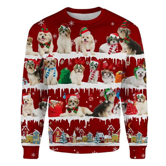 Malshi Snow Christmas Ugly Christmas Sweatshirt Animal Dog Cat Sweater Unisex