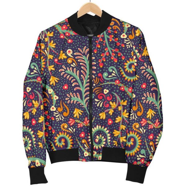 Mandala Floral Bohemian Pattern Print Bomber Jacket