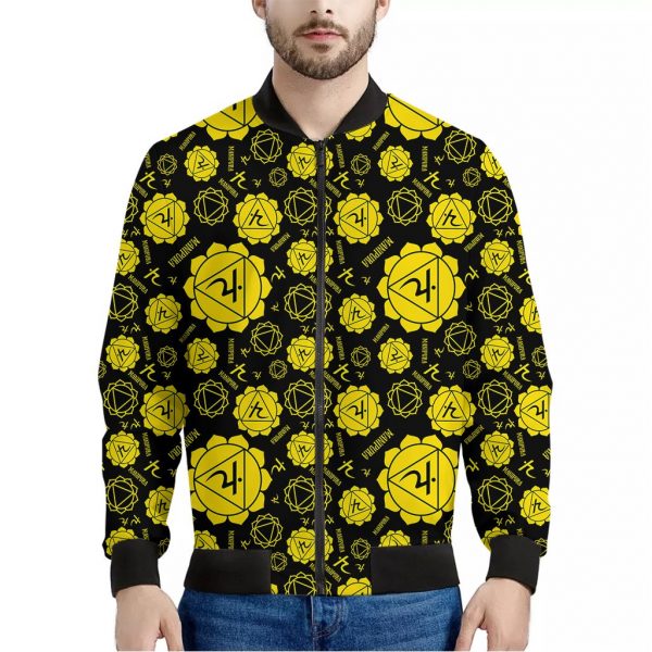 Manipura Chakra Pattern Print Bomber Jacket