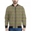Mardi Gras Fat Tuesday Chevron Print Bomber Jacket
