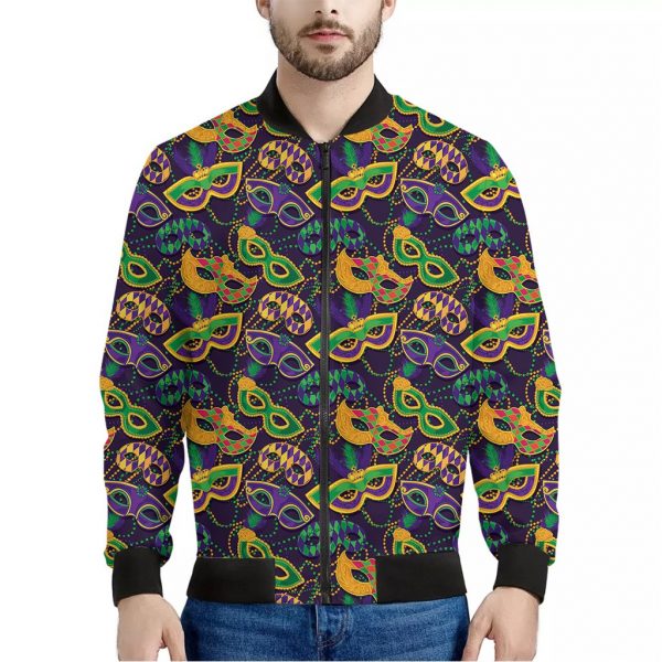 Mardi Gras Festival Pattern Print Bomber Jacket