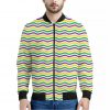 Mardi Gras Wave Pattern Print Bomber Jacket