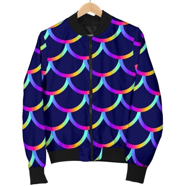 Mermaid Scales Pattern Print Bomber Jacket