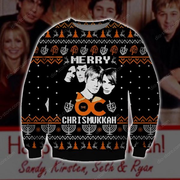 Merry Chrismukka Knitting Pattern 3D Print Ugly Christmas Sweatshirt