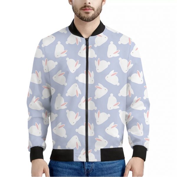Mini Rabbit Pattern Print Bomber Jacket