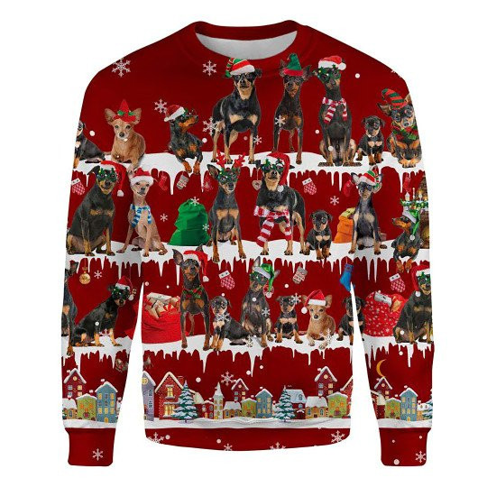 Miniature Pinscher Snow Christmas Ugly Christmas Sweatshirt Animal Dog Cat Sweater Unisex