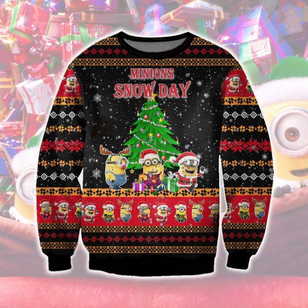 Minions Snow Day 3D All Over Printed Ugly Christmas Sweatshirt