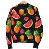 Mix Fruit Pineapple Pattern Print Bomber Jacket