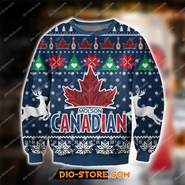 Molson Canadian Beer Knitting Pattern 3D Print Ugly Sweatshirt